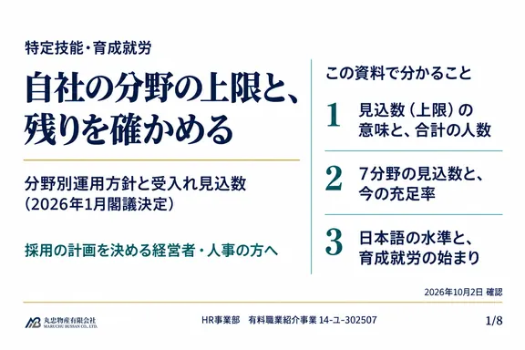 分野別運用方針と受入れ見込数の1ページ目