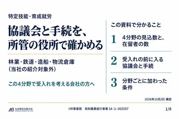 当社の対応外分野 早見表（林業・鉄道・造船・物流倉庫）の1ページ目