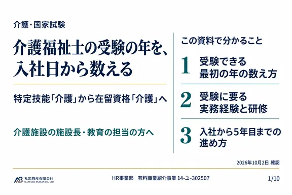 介護福祉士をめざす外国人職員の学習計画の1ページ目